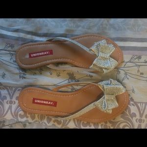 Silver studded bow sandals